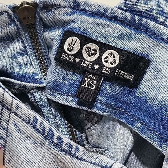 REWASH Acid Wash Denim Fitted Bodycon Dress XS - Picture 13 of 15